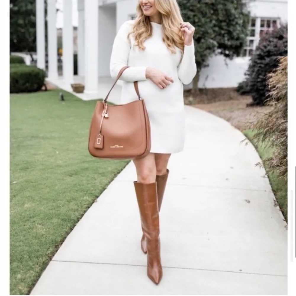 Zara Tall Heeled Leather Boots in Cognac Brown - Picture 9 of 13